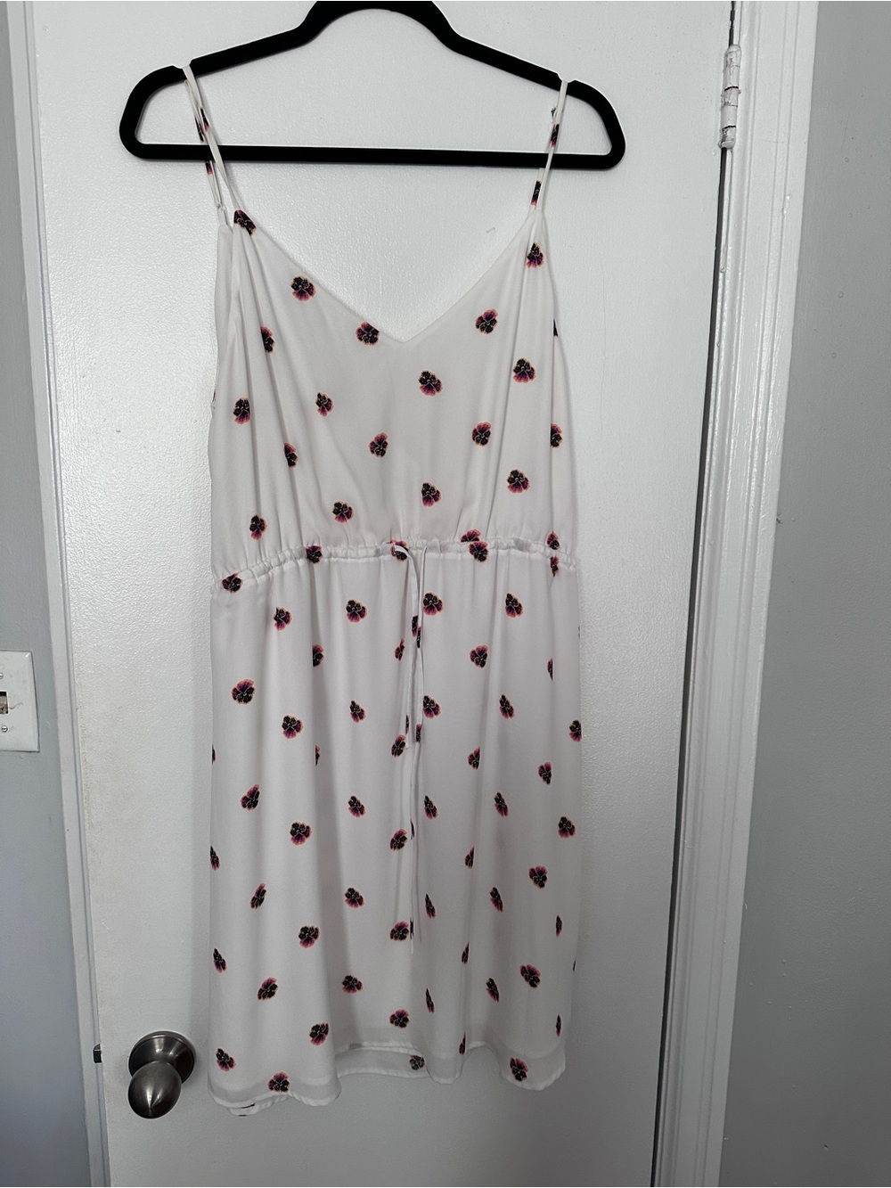Babaton White Midi Dress with Pink & Black Floral Print